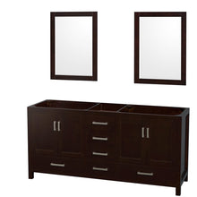 Load image into Gallery viewer, Wyndham Collection WCS141472DESCXSXXM24 Sheffield 72 Inch Double Bathroom Vanity in Espresso, No Countertop, No Sinks, and 24 Inch Mirrors