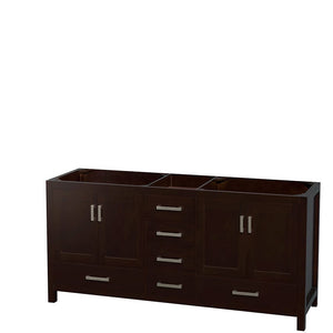 Wyndham Collection WCS141472DESCMUNOMXX Sheffield 72 Inch Double Bathroom Vanity in Espresso, White Carrara Marble Countertop, Undermount Oval Sinks, and No Mirror