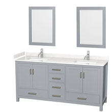 Load image into Gallery viewer, Wyndham Collection WCS141472DGYC2UNSM24 Sheffield 72 Inch Double Bathroom Vanity in Gray, Carrara Cultured Marble Countertop, Undermount Square Sinks, 24 Inch Mirrors