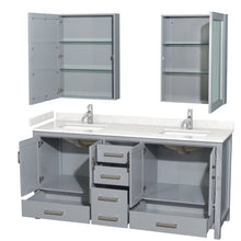 Load image into Gallery viewer, Wyndham Collection WCS141472DGYC2UNSMED Sheffield 72 Inch Double Bathroom Vanity in Gray, Carrara Cultured Marble Countertop, Undermount Square Sinks, Medicine Cabinets