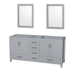 Load image into Gallery viewer, Wyndham Collection WCS141472DGYCXSXXM24 Sheffield 72 Inch Double Bathroom Vanity in Gray, No Countertop, No Sink, and 24 Inch Mirrors