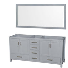 Load image into Gallery viewer, Wyndham Collection WCS141472DGYCXSXXM70 Sheffield 72 Inch Double Bathroom Vanity in Gray, No Countertop, No Sink, and 70 Inch Mirror