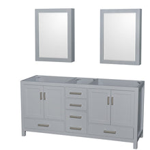 Load image into Gallery viewer, Wyndham Collection WCS141472DGYCXSXXMED Sheffield 72 Inch Double Bathroom Vanity in Gray, No Countertop, No Sink, and Medicine Cabinets