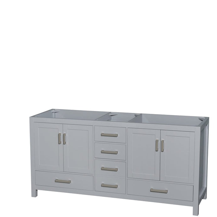 Wyndham Collection WCS141472DGYCXSXXMXX Sheffield 72 Inch Double Bathroom Vanity in Gray, No Countertop, No Sink, and No Mirror