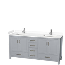 Load image into Gallery viewer, Wyndham Collection WCS141472DGYWCUNSMXX Sheffield 72 Inch Double Bathroom Vanity in Gray, White Cultured Marble Countertop, Undermount Square Sinks, No Mirror