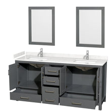 Load image into Gallery viewer, Wyndham Collection WCS141472DKGC2UNSM24 Sheffield 72 Inch Double Bathroom Vanity in Dark Gray, Carrara Cultured Marble Countertop, Undermount Square Sinks, 24 Inch Mirrors