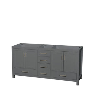 Wyndham Collection WCS141472DKGCXSXXMXX Sheffield 72 Inch Double Bathroom Vanity in Dark Gray, No Countertop, No Sink, and No Mirror