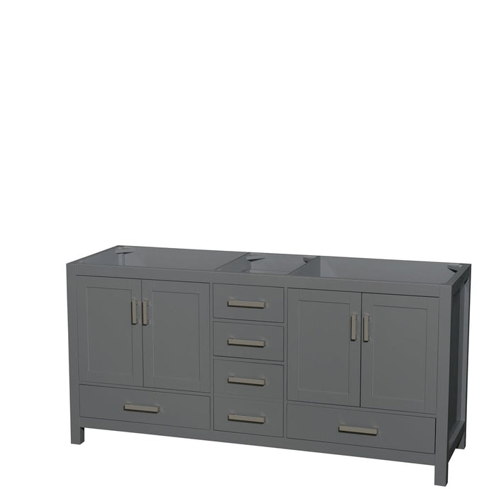 Wyndham Collection WCS141472DKGCXSXXMXX Sheffield 72 Inch Double Bathroom Vanity in Dark Gray, No Countertop, No Sink, and No Mirror