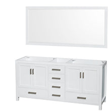 Load image into Gallery viewer, Wyndham Collection WCS141472DWHCXSXXM70 Sheffield 72 Inch Double Bathroom Vanity in White, No Countertop, No Sinks, and 70 Inch Mirror