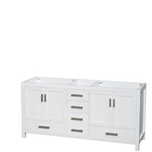 Load image into Gallery viewer, Wyndham Collection WCS141472DWHCMUNOMXX Sheffield 72 Inch Double Bathroom Vanity in White, White Carrara Marble Countertop, Undermount Oval Sinks, and No Mirror