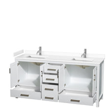 Load image into Gallery viewer, Wyndham Collection WCS141472DWHWCUNSMXX Sheffield 72 Inch Double Bathroom Vanity in White, White Cultured Marble Countertop, Undermount Square Sinks, No Mirror