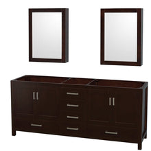 Load image into Gallery viewer, Wyndham Collection WCS141480DESCXSXXMED Sheffield 80 Inch Double Bathroom Vanity in Espresso, No Countertop, No Sinks, and Medicine Cabinets