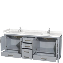 Load image into Gallery viewer, Wyndham Collection WCS141480DGYC2UNSMXX Sheffield 80 Inch Double Bathroom Vanity in Gray, Carrara Cultured Marble Countertop, Undermount Square Sinks, No Mirror