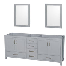 Load image into Gallery viewer, Wyndham Collection WCS141480DGYCXSXXM24 Sheffield 80 Inch Double Bathroom Vanity in Gray, No Countertop, No Sink, and 24 Inch Mirrors