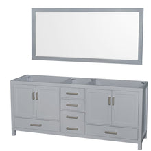 Load image into Gallery viewer, Wyndham Collection WCS141480DGYCXSXXM70 Sheffield 80 Inch Double Bathroom Vanity in Gray, No Countertop, No Sink, and 70 Inch Mirror