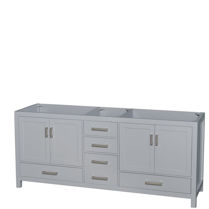 Wyndham Collection WCS141480DGYCXSXXMXX Sheffield 80 Inch Double Bathroom Vanity in Gray, No Countertop, No Sink, and No Mirror