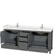Load image into Gallery viewer, Wyndham Collection WCS141480DKGC2UNSMXX Sheffield 80 Inch Double Bathroom Vanity in Dark Gray, Carrara Cultured Marble Countertop, Undermount Square Sinks, No Mirror