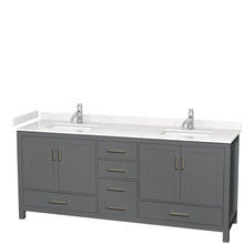 Load image into Gallery viewer, Wyndham Collection WCS141480DKGC2UNSMXX Sheffield 80 Inch Double Bathroom Vanity in Dark Gray, Carrara Cultured Marble Countertop, Undermount Square Sinks, No Mirror