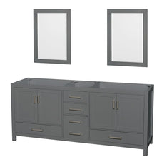 Load image into Gallery viewer, Wyndham Collection WCS141480DKGCXSXXM24 Sheffield 80 Inch Double Bathroom Vanity in Dark Gray, No Countertop, No Sink, and 24 Inch Mirrors