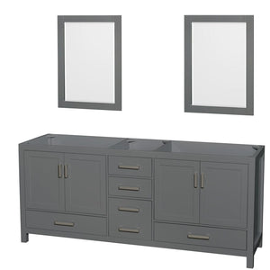 Wyndham Collection WCS141480DKGCXSXXM24 Sheffield 80 Inch Double Bathroom Vanity in Dark Gray, No Countertop, No Sink, and 24 Inch Mirrors