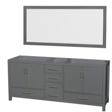 Load image into Gallery viewer, Wyndham Collection WCS141480DKGCXSXXM70 Sheffield 80 Inch Double Bathroom Vanity in Dark Gray, No Countertop, No Sink, and 70 Inch Mirror