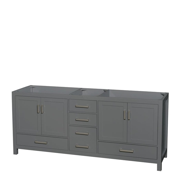 Wyndham Collection WCS141480DKGCXSXXMXX Sheffield 80 Inch Double Bathroom Vanity in Dark Gray, No Countertop, No Sink, and No Mirror