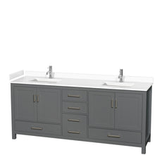 Load image into Gallery viewer, Wyndham Collection WCS141480DKGWCUNSMXX Sheffield 80 Inch Double Bathroom Vanity in Dark Gray, White Cultured Marble Countertop, Undermount Square Sinks, No Mirror