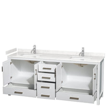 Load image into Gallery viewer, Wyndham Collection WCS141480DWHC2UNSMXX Sheffield 80 Inch Double Bathroom Vanity in White, Carrara Cultured Marble Countertop, Undermount Square Sinks, No Mirror