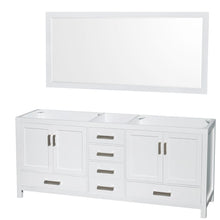Load image into Gallery viewer, Wyndham Collection WCS141480DWHCXSXXM70 Sheffield 80 Inch Double Bathroom Vanity in White, No Countertop, No Sinks, and 70 Inch Mirror