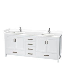 Load image into Gallery viewer, Wyndham Collection WCS141480DWHWCUNSMXX Sheffield 80 Inch Double Bathroom Vanity in White, White Cultured Marble Countertop, Undermount Square Sinks, No Mirror