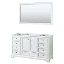 Load image into Gallery viewer, Wyndham Collection WCS202060SWGCXSXXM58 Deborah 60 Inch Single Bathroom Vanity in White, No Countertop, No Sink, Brushed Gold Trim, 58 Inch Mirror