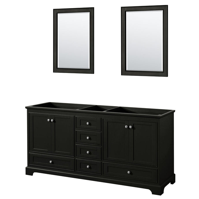 Wyndham Collection WCS202072DDECXSXXM24 Deborah 72 Inch Double Bathroom Vanity in Dark Espresso, No Countertop, No Sinks, and 24 Inch Mirrors