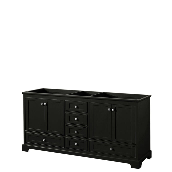 Wyndham Collection WCS202072DDECXSXXMXX Deborah 72 Inch Double Bathroom Vanity in Dark Espresso, No Countertop, No Sinks, and No Mirrors
