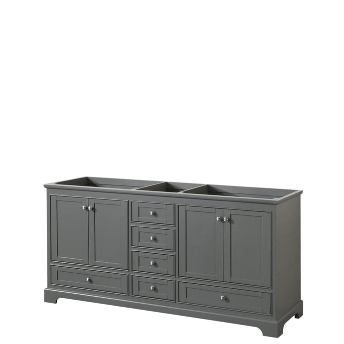 Wyndham Collection WCS202072DKGCXSXXMXX Deborah 72 Inch Double Bathroom Vanity in Dark Gray, No Countertop, No Sinks, and No Mirrors