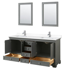 Load image into Gallery viewer, Wyndham Collection WCS202072DKGWCUNSM24 Deborah 72 Inch Double Bathroom Vanity in Dark Gray, White Cultured Marble Countertop, Undermount Square Sinks, 24 Inch Mirrors