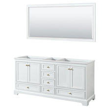 Load image into Gallery viewer, Wyndham Collection WCS202072DWGCXSXXM70 Deborah 72 Inch Double Bathroom Vanity in White, No Countertop, No Sinks, Brushed Gold Trim, 70 Inch Mirror