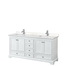 Load image into Gallery viewer, Wyndham Collection WCS202072DWHC2UNSMXX Deborah 72 Inch Double Bathroom Vanity in White, Light-Vein Carrara Cultured Marble Countertop, Undermount Square Sinks, No Mirrors