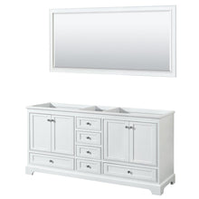 Load image into Gallery viewer, Wyndham Collection WCS202072DWHCXSXXM70 Deborah 72 Inch Double Bathroom Vanity in White, No Countertop, No Sinks, and 70 Inch Mirror