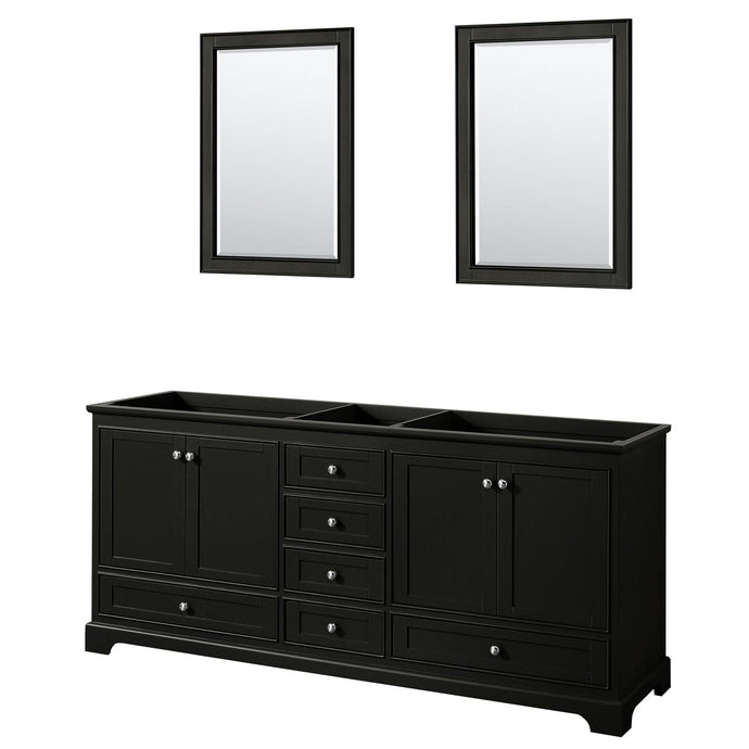 Wyndham Collection WCS202080DDECXSXXM24 Deborah 80 Inch Double Bathroom Vanity in Dark Espresso, No Countertop, No Sinks, and 24 Inch Mirrors