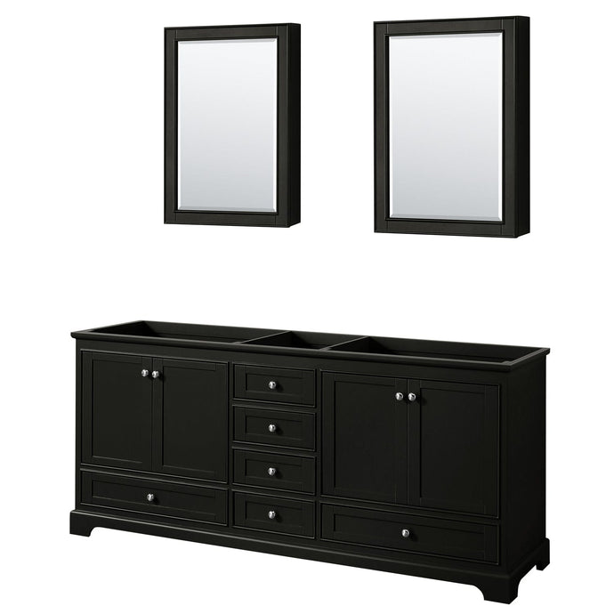 Wyndham Collection WCS202080DDECXSXXMED Deborah 80 Inch Double Bathroom Vanity in Dark Espresso, No Countertop, No Sinks, and Medicine Cabinets