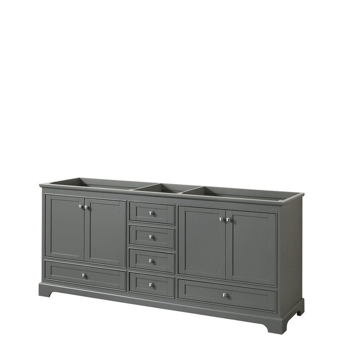 Wyndham Collection WCS202080DKGCXSXXMXX Deborah 80 Inch Double Bathroom Vanity in Dark Gray, No Countertop, No Sinks, and No Mirrors