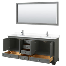 Load image into Gallery viewer, Wyndham Collection WCS202080DKGWCUNSM24 Deborah 80 Inch Double Bathroom Vanity in Dark Gray, White Cultured Marble Countertop, Undermount Square Sinks, 24 Inch Mirrors