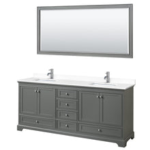 Load image into Gallery viewer, Wyndham Collection WCS202080DKGWCUNSM24 Deborah 80 Inch Double Bathroom Vanity in Dark Gray, White Cultured Marble Countertop, Undermount Square Sinks, 24 Inch Mirrors