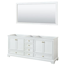 Load image into Gallery viewer, Wyndham Collection WCS202080DWGCXSXXM70 Deborah 80 Inch Double Bathroom Vanity in White, No Countertop, No Sinks, Brushed Gold Trim, 70 Inch Mirror