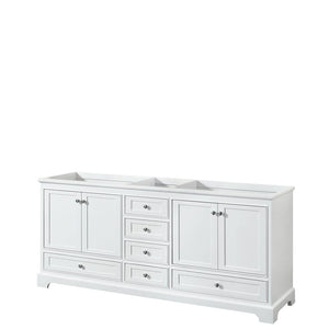 Wyndham Collection WCS202080DWHCXSXXMXX Deborah 80 Inch Double Bathroom Vanity in White, No Countertop, No Sinks, and No Mirrors