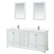 Load image into Gallery viewer, Wyndham Collection WCS202080DWHWCUNSM24 Deborah 80 Inch Double Bathroom Vanity in White, White Cultured Marble Countertop, Undermount Square Sinks, 24 Inch Mirrors