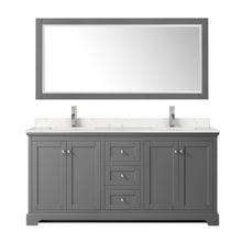 Load image into Gallery viewer, Wyndham Collection WCV232372DKGC2UNSMXX Avery 72 Inch Double Bathroom Vanity in Dark Gray, Light-Vein Carrara Cultured Marble Countertop, Undermount Square Sinks, No Mirror