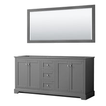 Load image into Gallery viewer, Wyndham Collection WCV232372DKGCXSXXM70 Avery 72 Inch Double Bathroom Vanity in Dark Gray, No Countertop, No Sinks, and 70 Inch Mirror