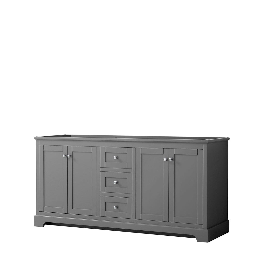 Wyndham Collection WCV232372DKGCXSXXMXX Avery 72 Inch Double Bathroom Vanity in Dark Gray, No Countertop, No Sinks, and No Mirror