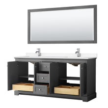 Load image into Gallery viewer, Wyndham Collection WCV232372DKGWCUNSMXX Avery 72 Inch Double Bathroom Vanity in Dark Gray, White Cultured Marble Countertop, Undermount Square Sinks, No Mirror
